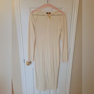 Elegant Cream Long Sleeve Dress